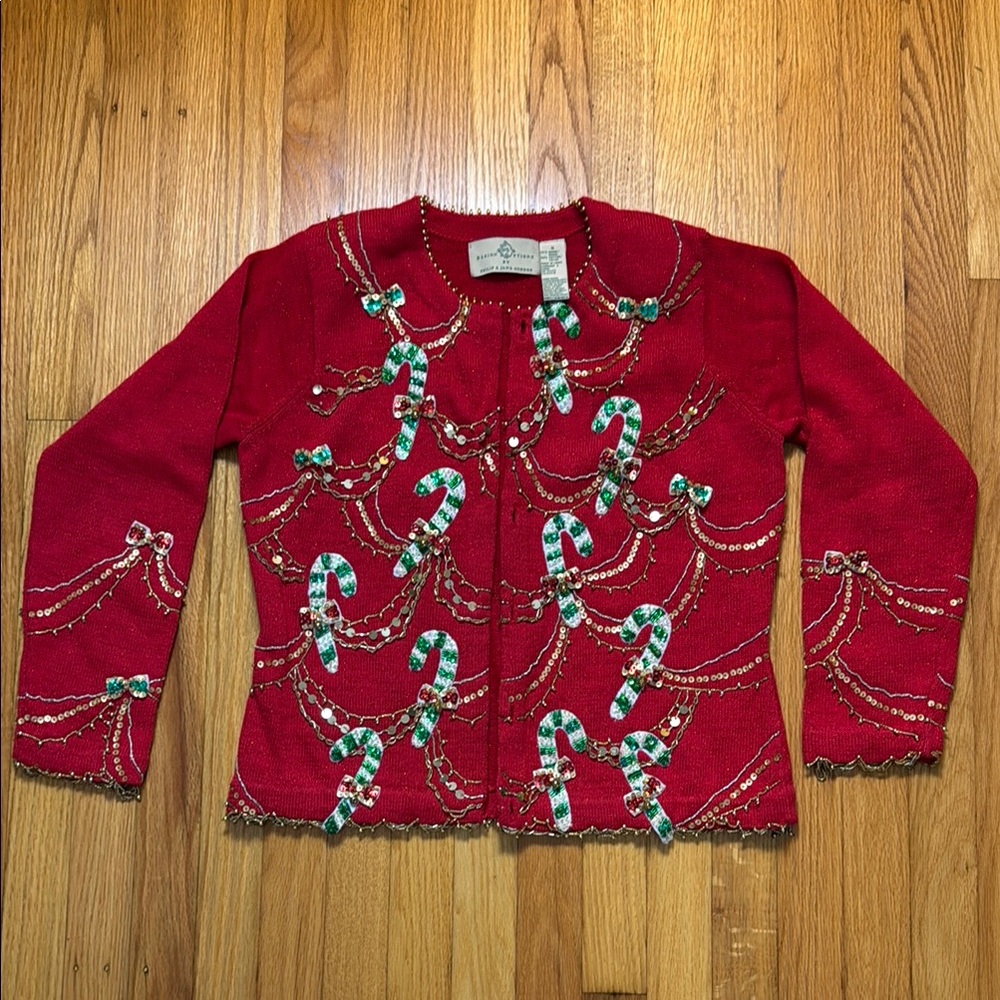 Red Candy Cane Sweater Cardigan